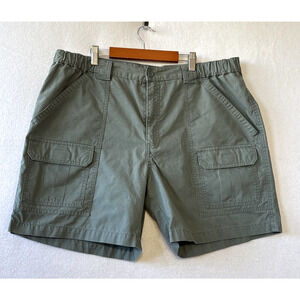 Savane Cargo Shorts Mens Size 38 Balsam Green Elastic Travel Hiking Flat Front